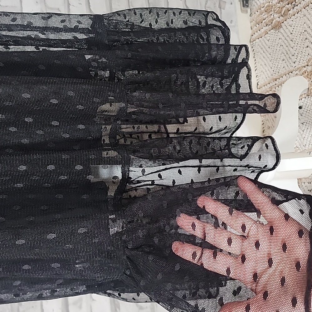 Vintage Betsey Johnson Black Lace Sheer Midi Formal Dress - Picture 6 of 10